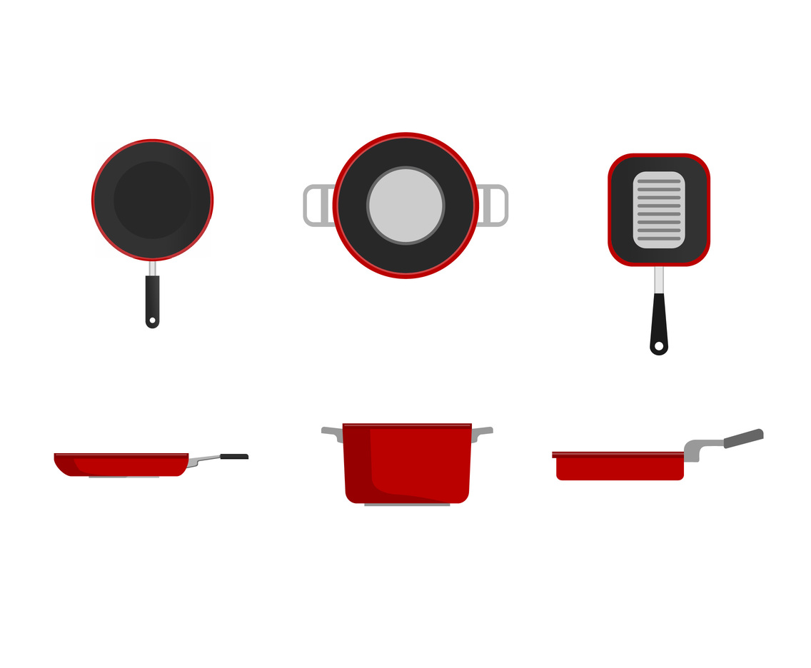 Red Coated Pans Vector