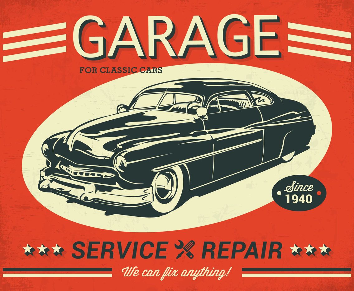 Car Service Retro Vector Poster
