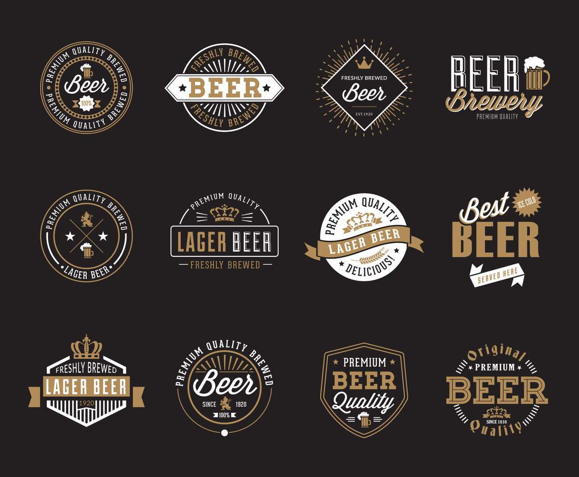 Beer Retro Badges Collection Vector