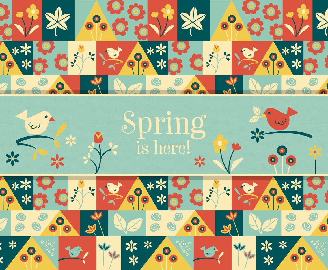 Cute Spring Seamless Vector Background