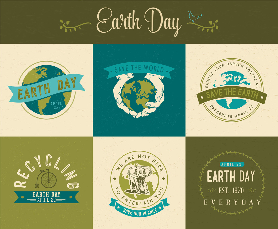 Earth Day Vector Labels