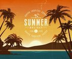 Retro Tropical Summer Vector Poster