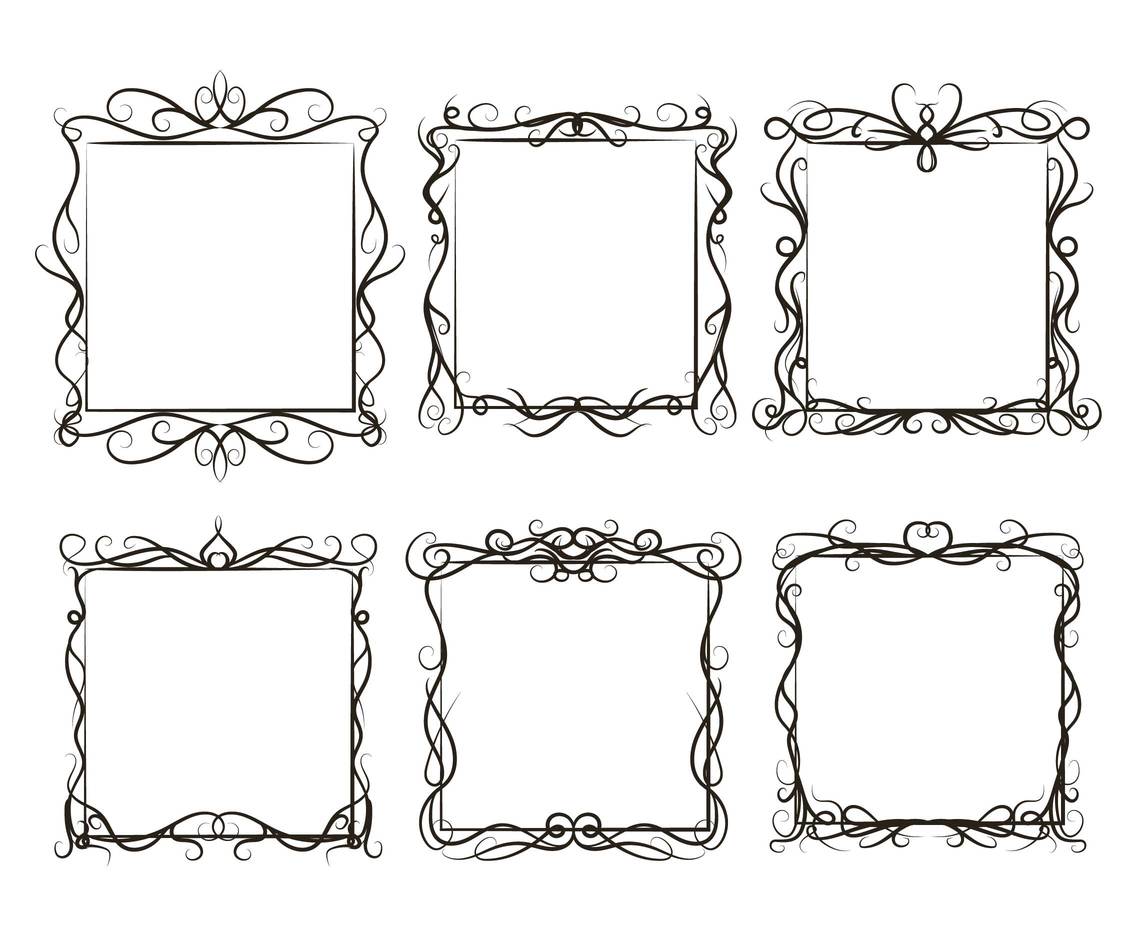 Curlicues Frame Vector Set