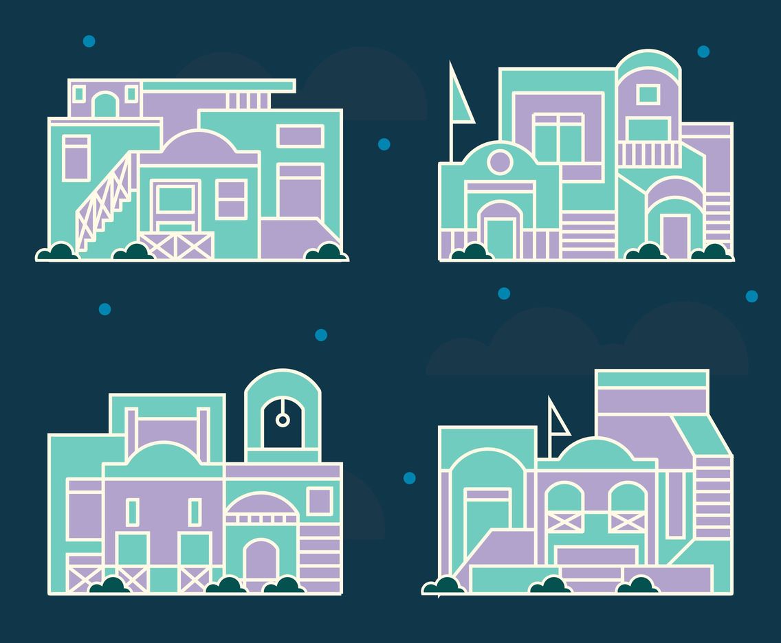 Santorini Night Vector