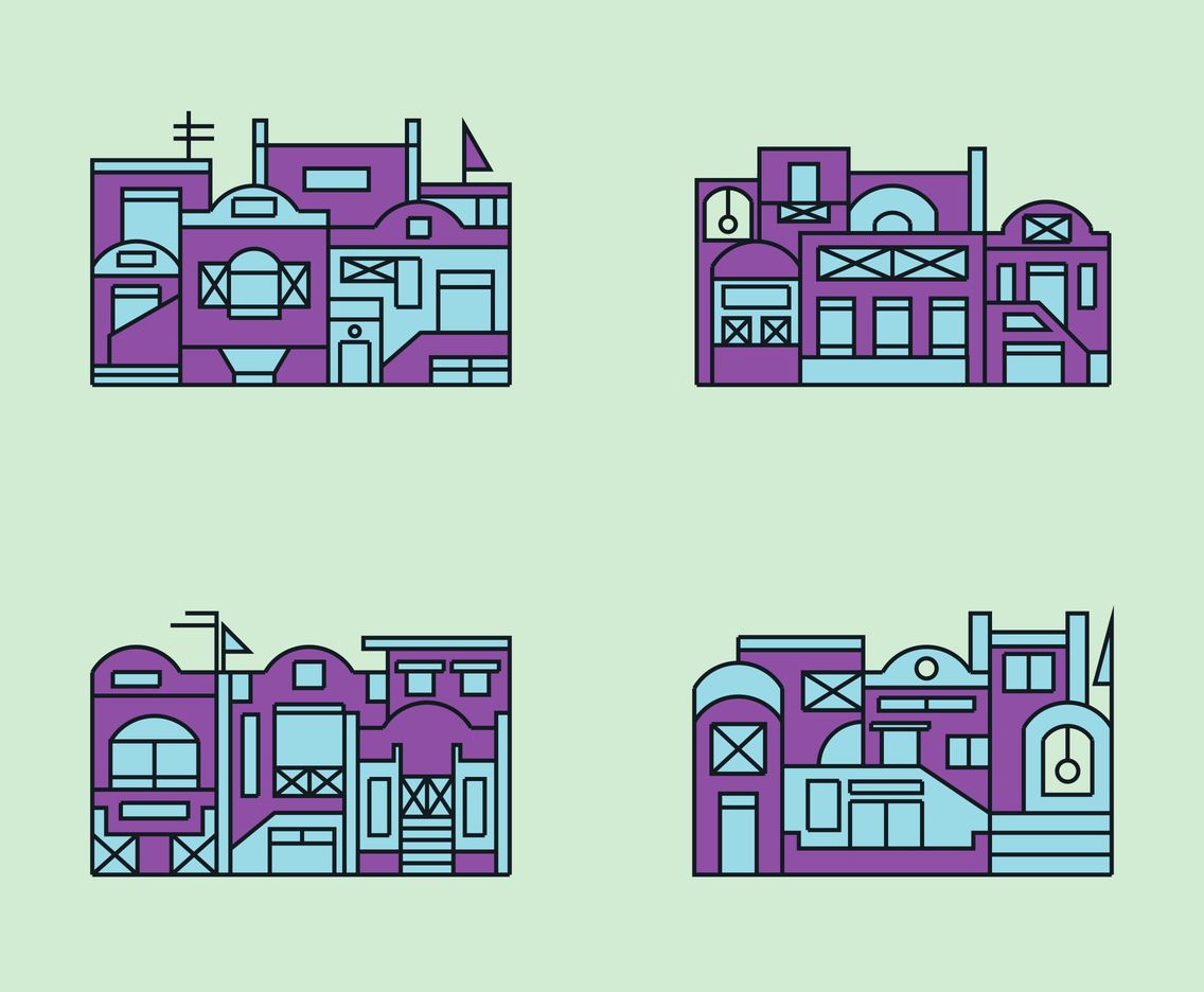 Buildings Vector of Santorini