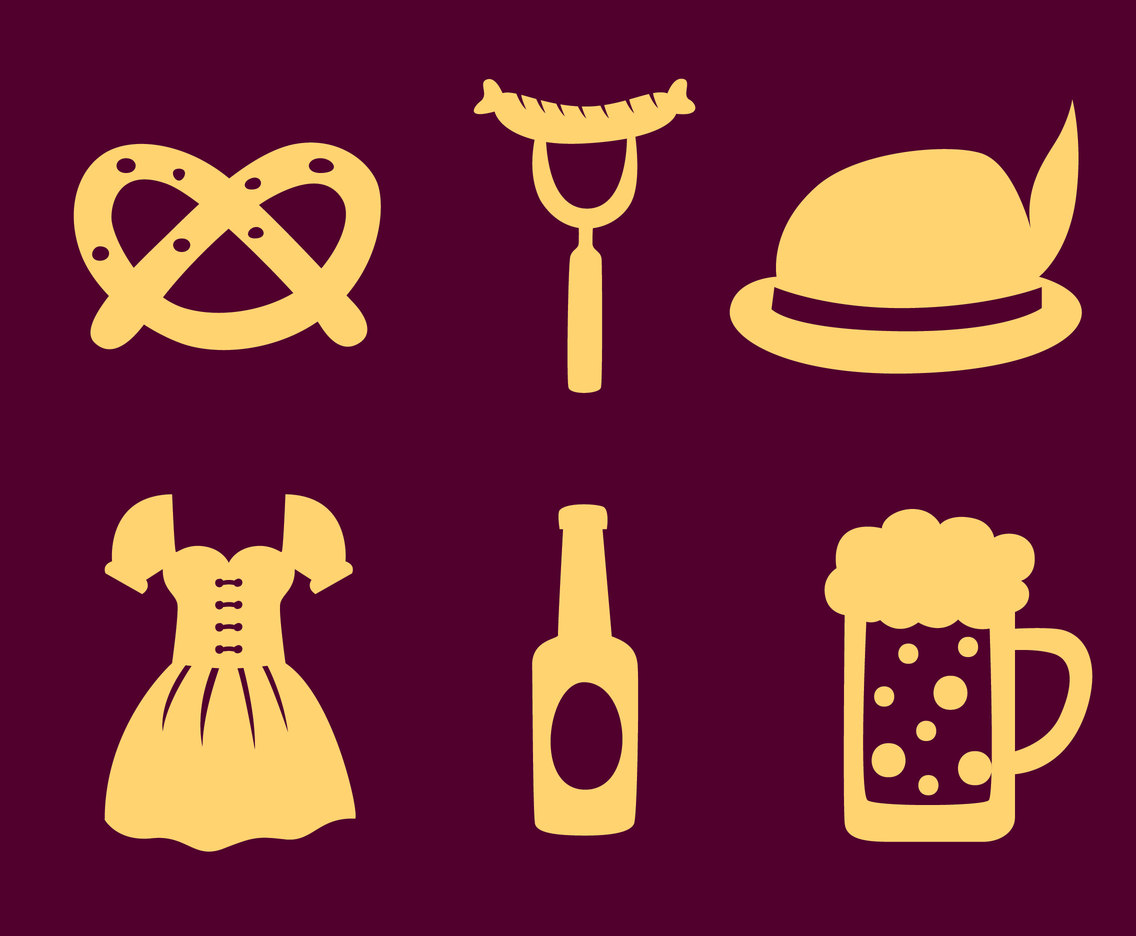 Octoberfest Silhouette Icons Vector
