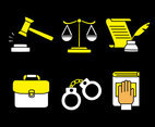 Lawyer Element White And Yellow Icons Vector