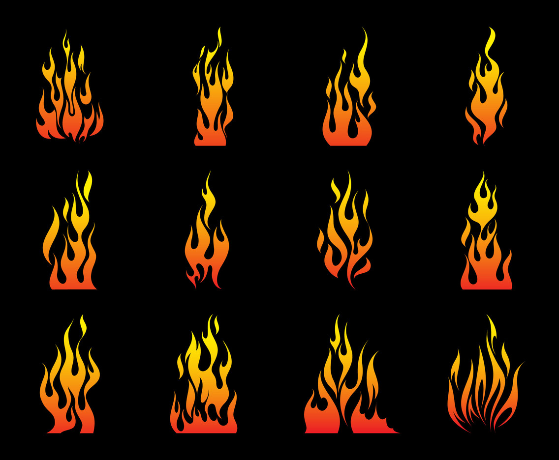 Burning Fire Flames Vector Set Vector Art & Graphics ...