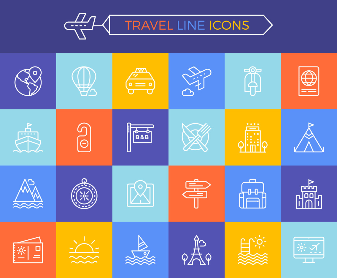 Travel Line Icons Vector