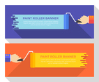 Hand Holding Paint Roller Vector Banner