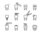 Vector Set Of Dental Outline Icon