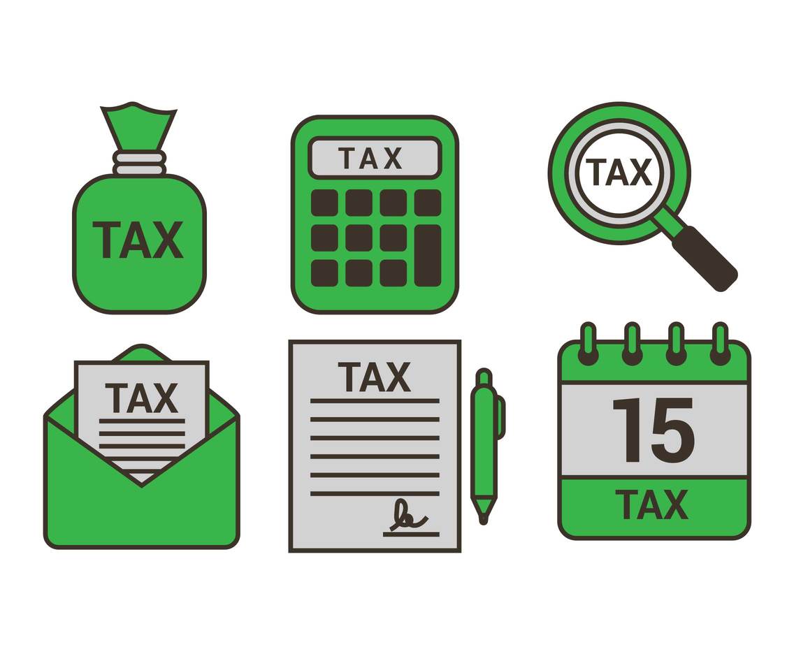 Bright Green Tax Icon Set 