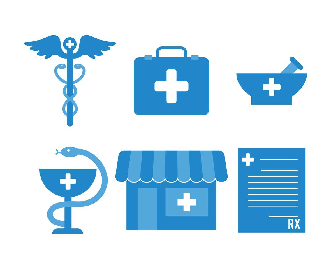 Blue Pharmacy Icon Set Vectors Vector Art Graphics Freevector