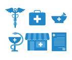 Blue Pharmacy Icon Set Vectors