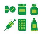 Green Pharmacy Icon Vector Set 