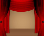 Red Curtain Theater Stage Scene Vector 