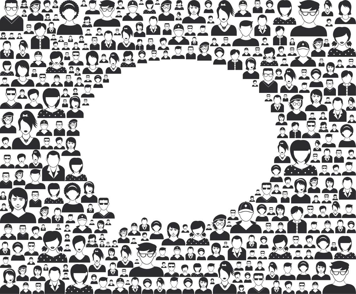 Speech Bubble Formed By People Vector Icons