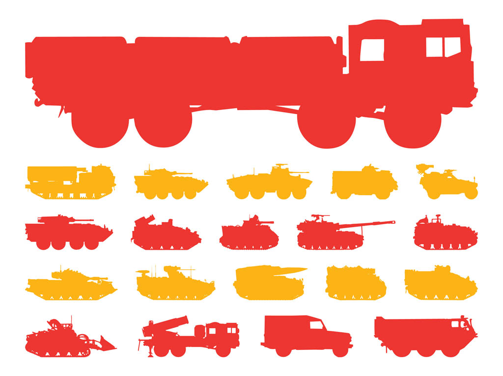 Military Vehicles Silhouettes