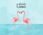 Watercolor Flamingo Couple Vector Illustration