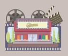Free Theater Cinema Building With Film Reel Vector