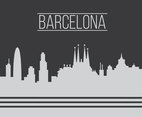 Barcelona City Grey Skyline Vector