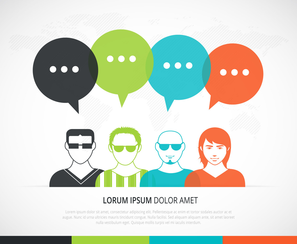 Man Avatar Icons With Dialog Speech Bubbles
