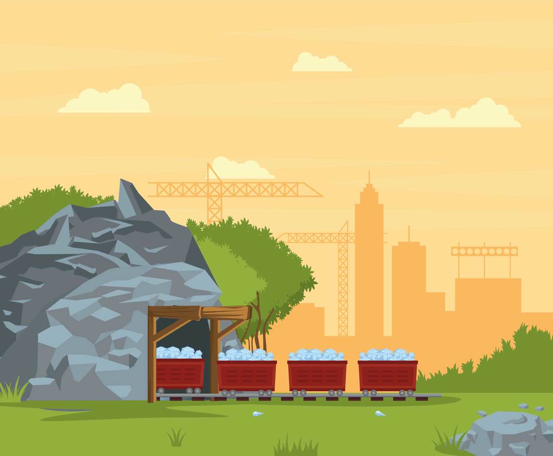 Free Mine Cart With Gem Illustration