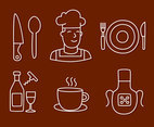 Catering Eement Line Icons Vectors