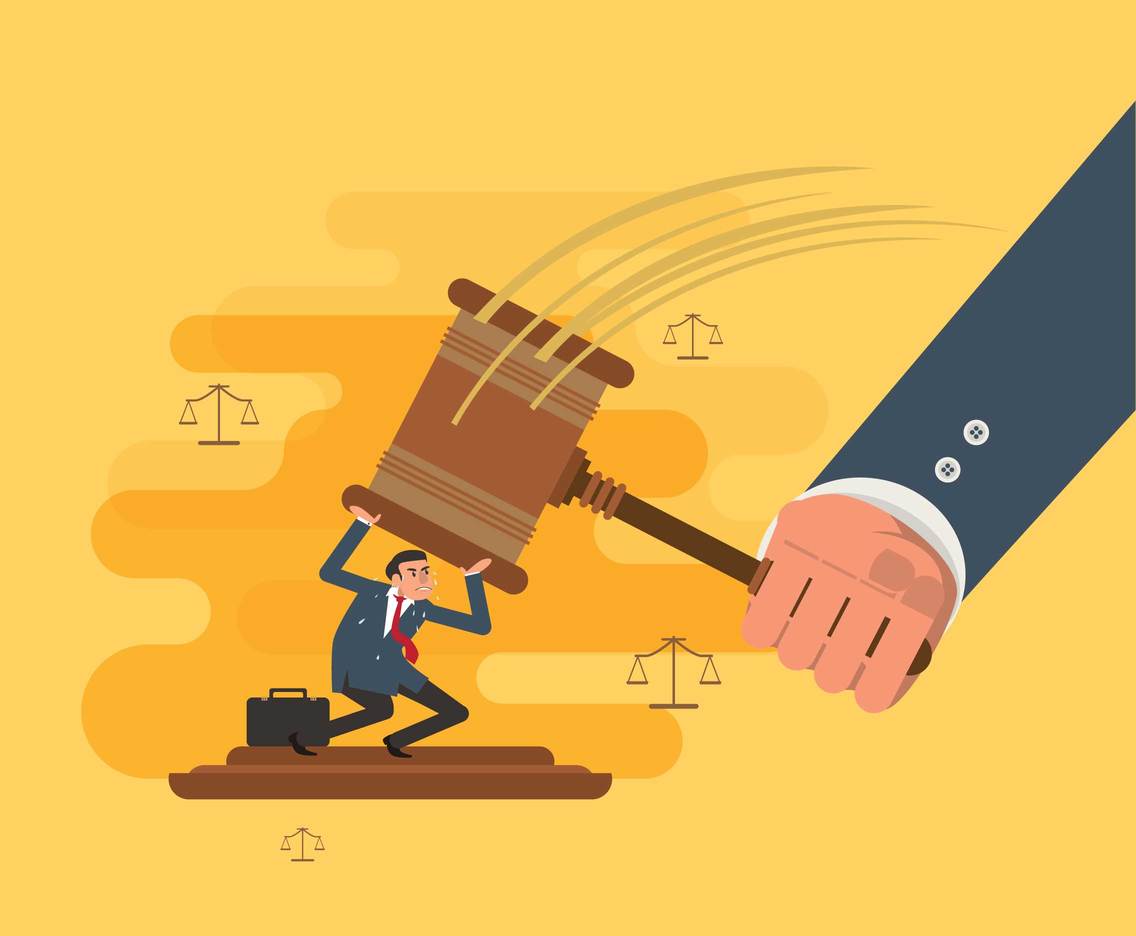 Man Fighting Gavel Vector 