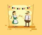 Oktoberfest Party With Man And Woman Illustration