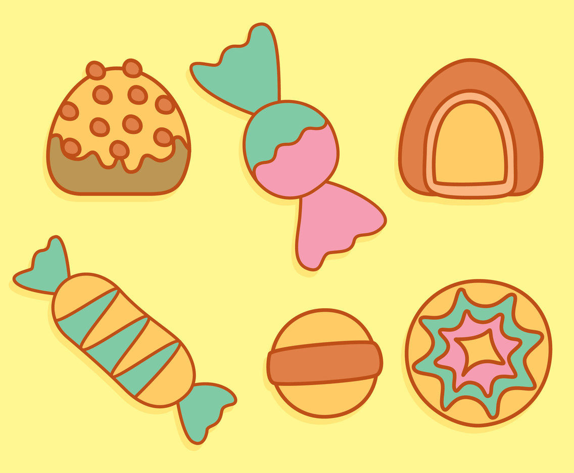 Sweet Caramel Candy Collection Vectors