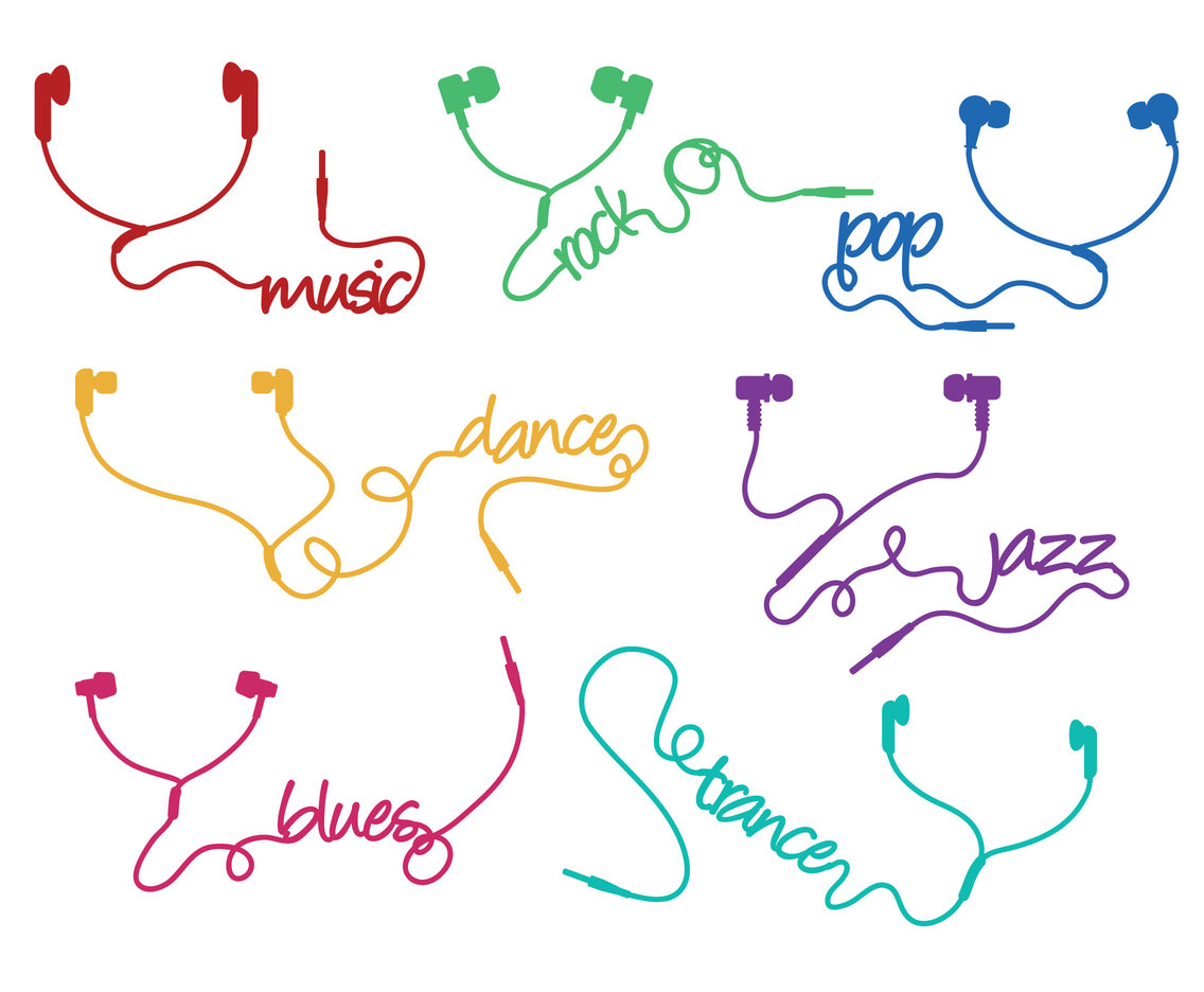 Earphone silhouette vector set