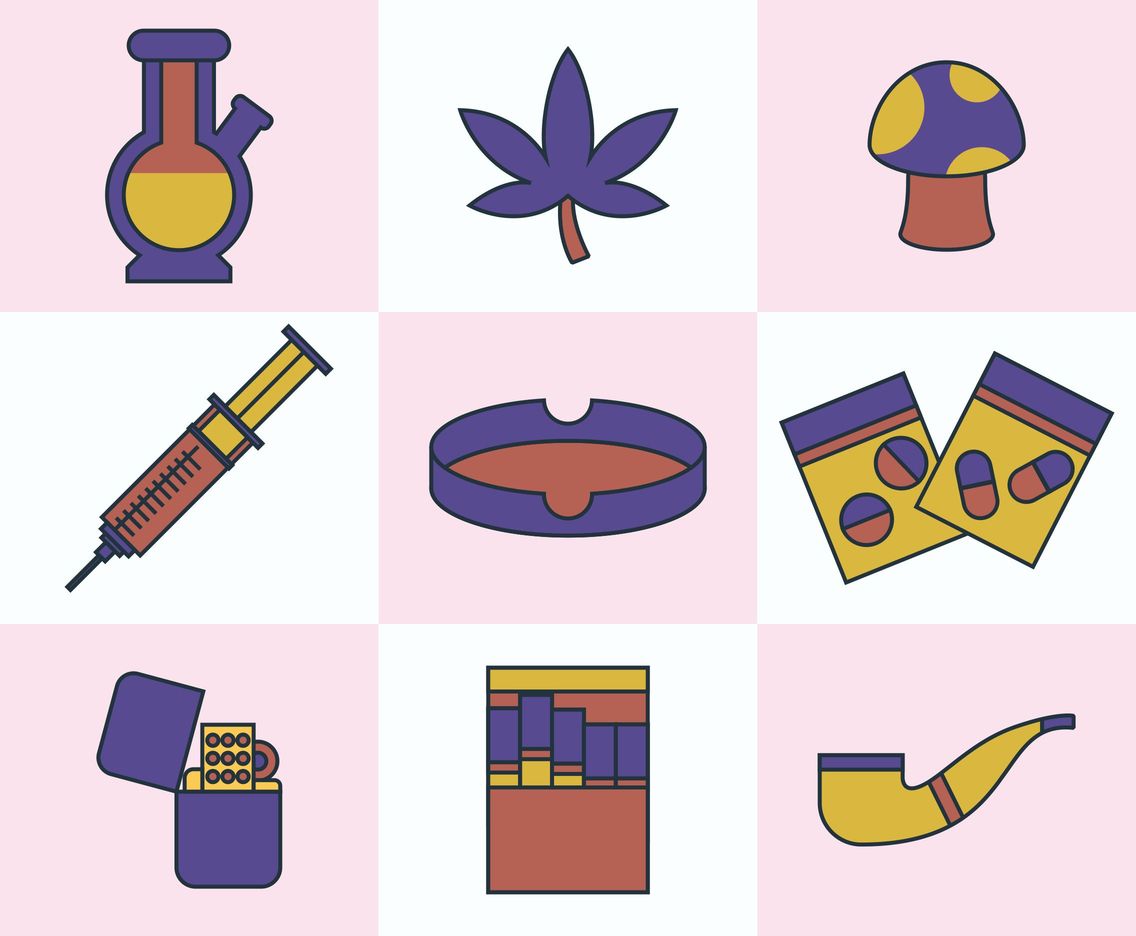Drugs And Addiction Icons