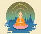 Meditating Buddha on Lotus Illustration