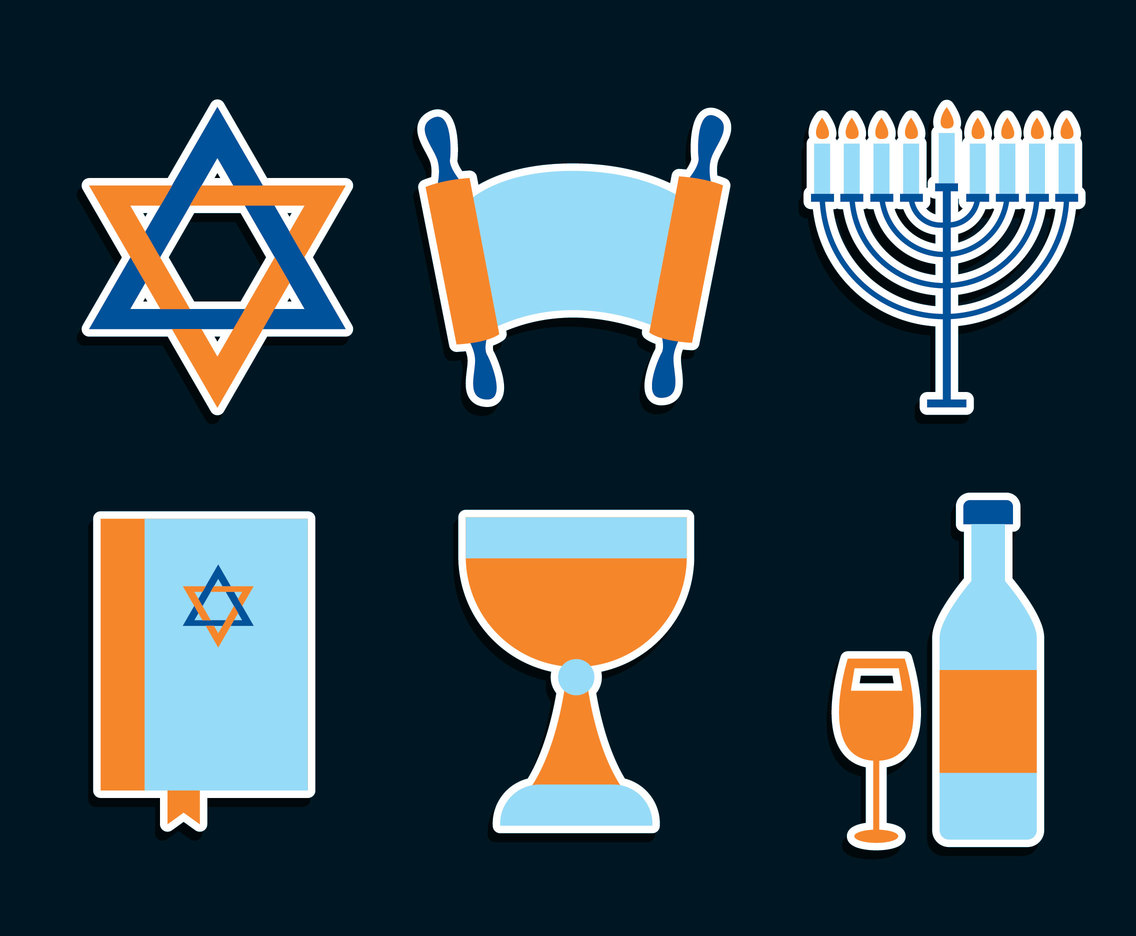 Jewish Element Icons Vector