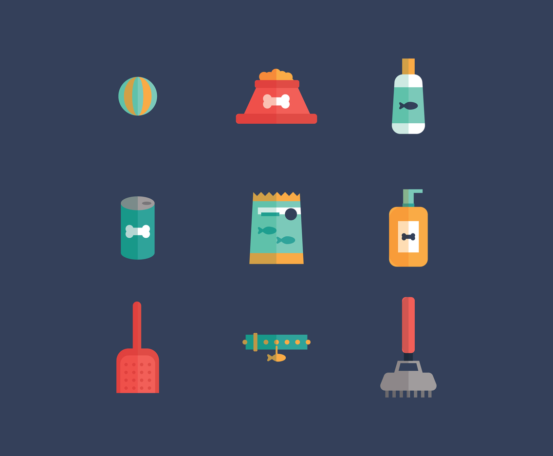 Colorful Set For Taking Care Of Your Dog Or Cat