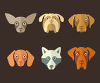 Flat Dog Face Collection Vector
