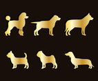 Golden Dog Silhouette Vector
