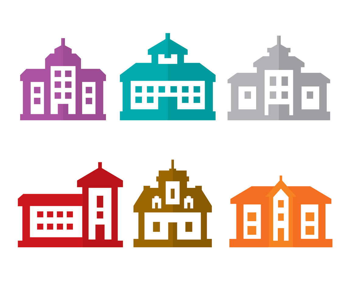 Colored Mansion Icons Vector