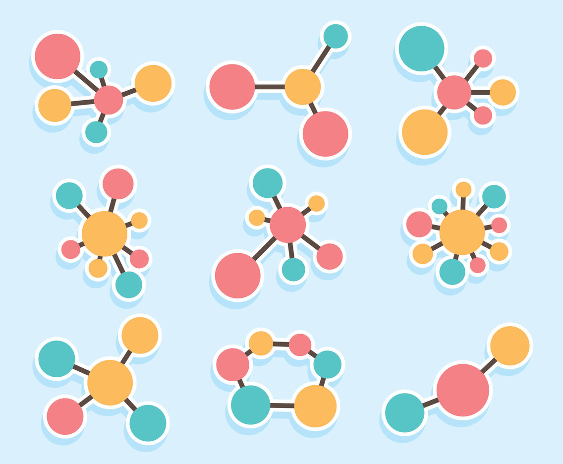 Colored Molecule Particles Vector