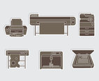 Copier Printing Icons Vector