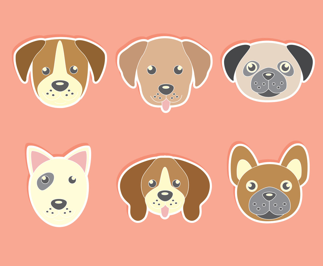 Download Cute Dog Face Collection Vector Vector Art & Graphics | freevector.com