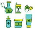 Cannabis Products and Paraphernalia Vector Set