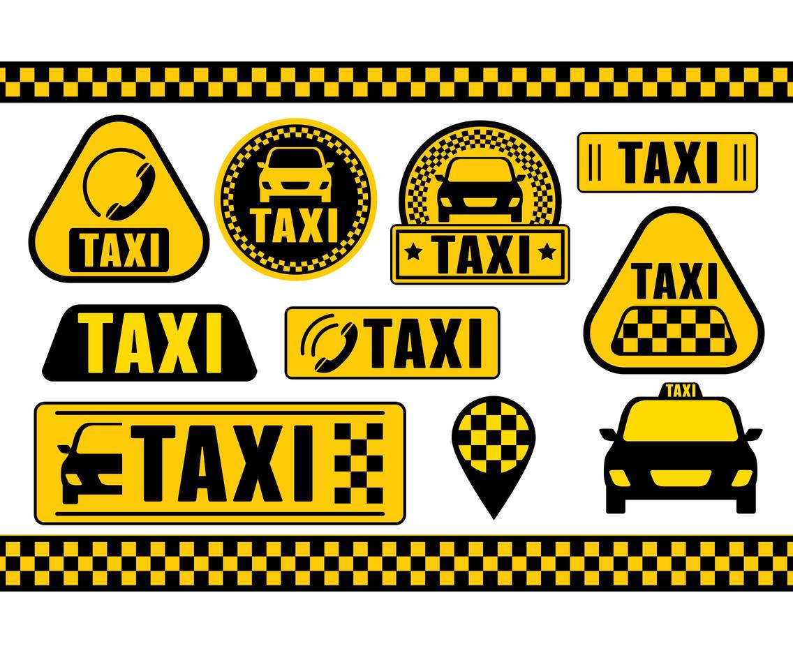 Taxi Icons and Sign Set