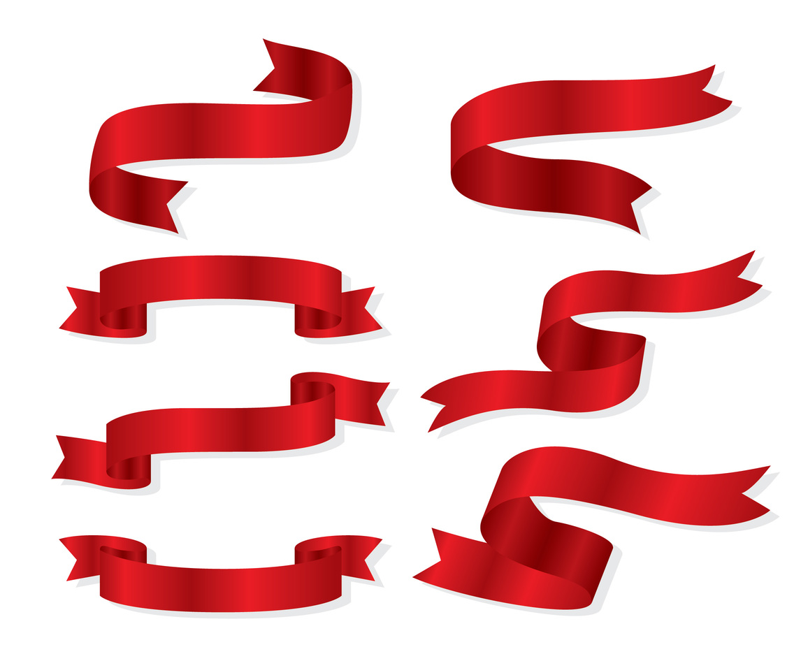 Red Silk Ribbon Collection Vectors