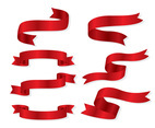 Red Silk Ribbon Collection Vectors