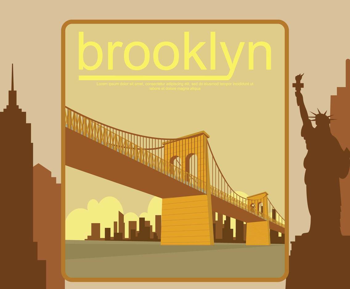 Free Brooklyn bridge In Orange Illustration