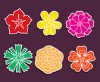 Colored Flowers Icons Vector