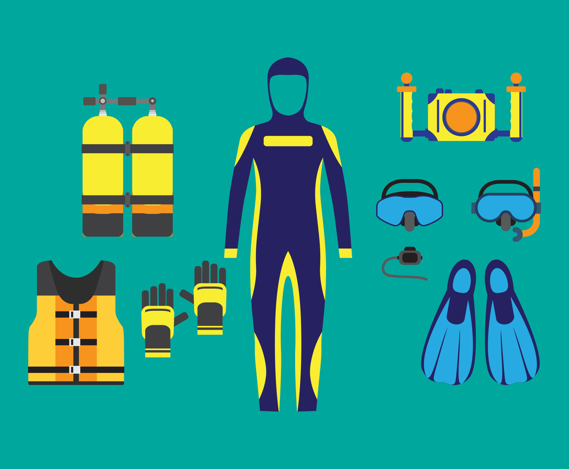 Diving Equipment Icon Set
