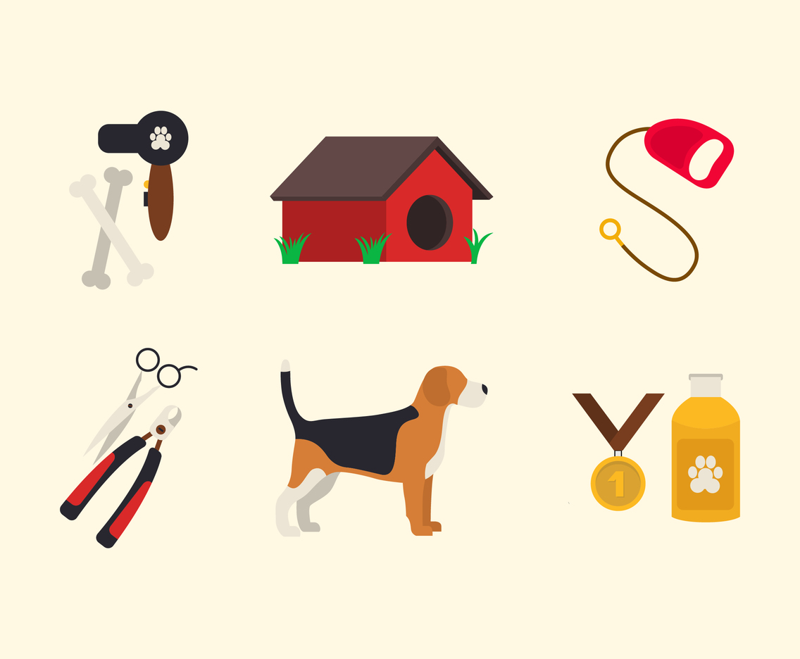 Dog Grooming Pet Icon Set